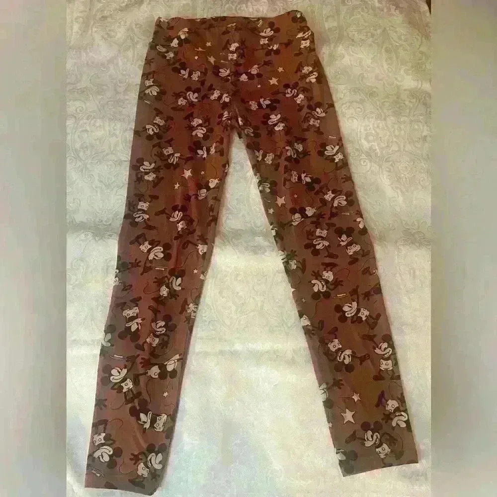 LuLaRoe Leggings OS Disney Mickey Mouse Burnt Orange Buttery Soft